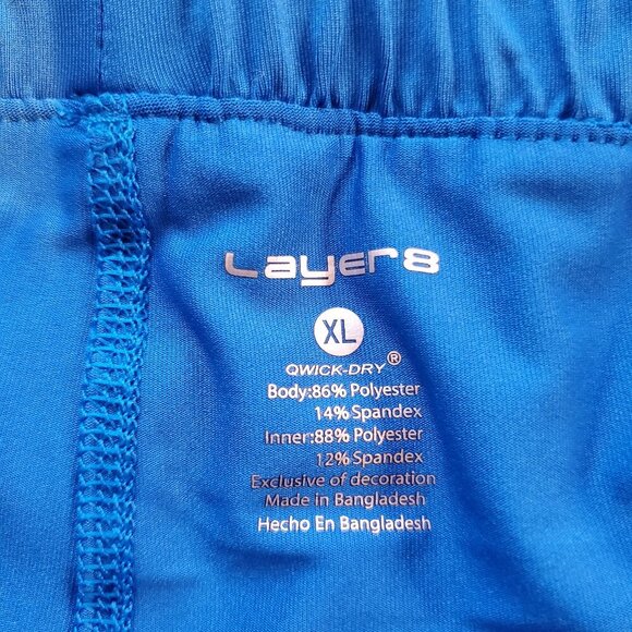 LAYER8 SZ XL Bright Blue Women's Circuit Short 2.0 Athletic Shorts w/Bike Liner - Picture 8 of 10